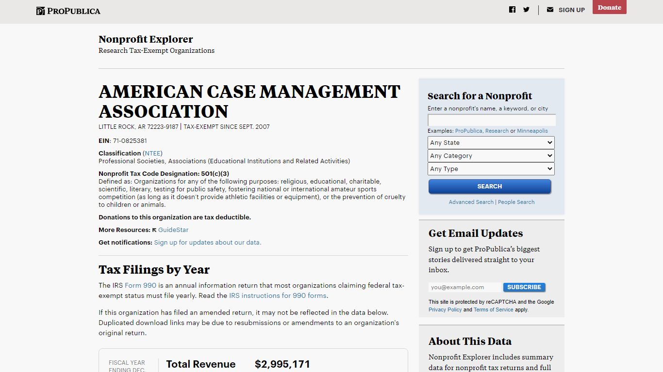 American Case Management Association - Nonprofit Explorer - ProPublica